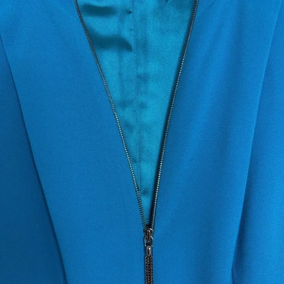 Tahari Tailored Zip-Front Blue Dress | Size 4 | Work to Cocktail - Picture 3 of 6